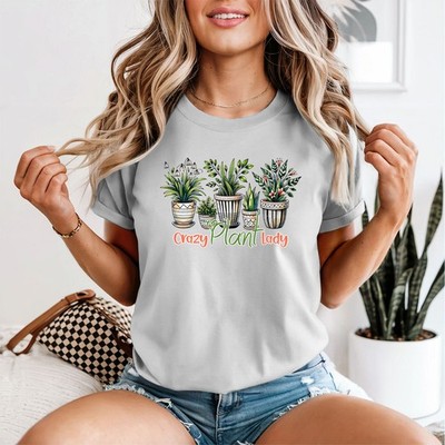 Crazy Plant Lady Zimmerpflanzen Hobbys Damen T-Shirt Gartenarbeit Geschenk