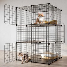 3-Tier Cat Cage Indoor Enclosure DIY Cat Playpen Catio Detachable Metal Wire