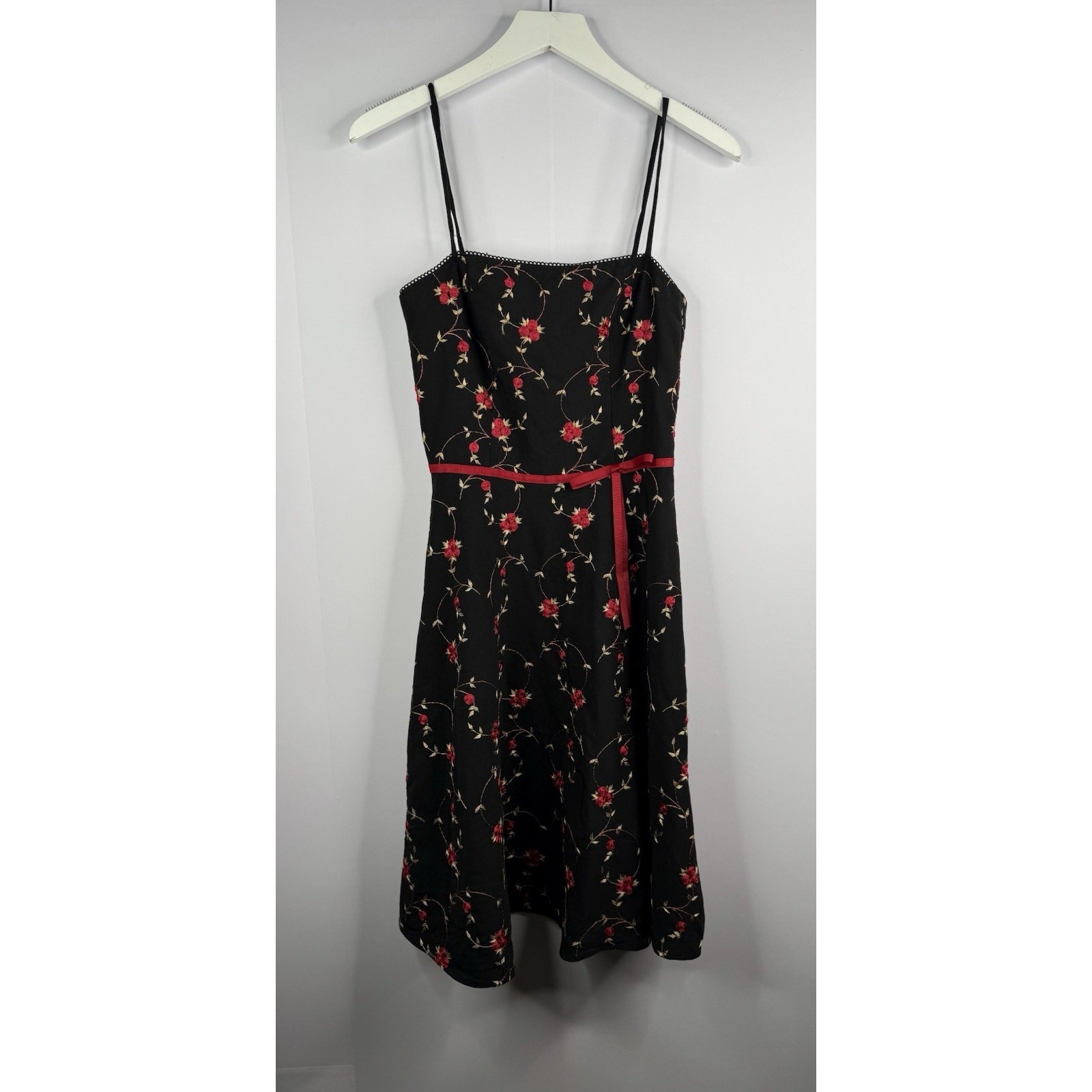 Vtg Rampage 90s Y2K Dress Jrs Sz 3 Black Rosette Whimsigoth Dark Romance Dainty