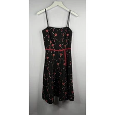 Vtg Rampage 90s Y2K Dress Jrs Sz 3 Black Rosette Whimsigoth Dark Romance Dainty