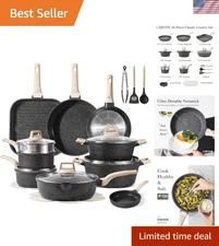 26Pcs Pots and Pans Set, Nonstick Cookware Sets, Granite Induction Cookware N...