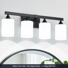 Bathroom Lights Fixtures Over Mirror 4-Light Vanity Light Fixtures White Frosted
