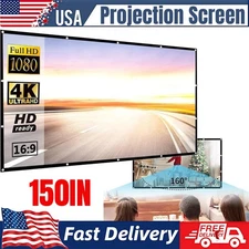 Projector Screen Manual Pull Down HD Screen 16:9 4K 150" Projection Screen
