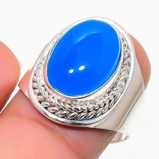 Blue Chalcedony Gemstone Handmade 925 Sterling Silver All Size Ring For Gift