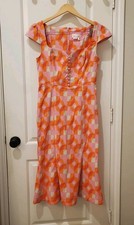 Anthropologie The Cecily Fit & Flare Sweetheart Dress Pink Geometric S