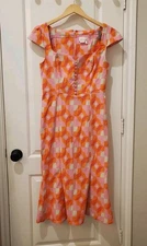 Anthropologie The Cecily Fit & Flare Sweetheart Dress Pink Geometric S