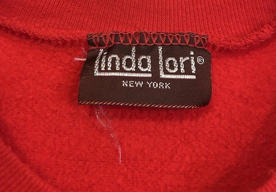 Vintage Linda Lori Cat Red Sweatshirt One Size OSFA Heads And Tails Puffy Print - Image 3 of 4