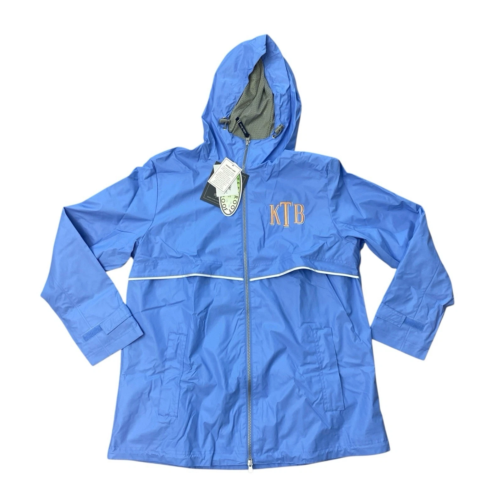 Charles River Apparel Rain Jacket Adult XL Full Zip Hooded Pockets Polyurethane