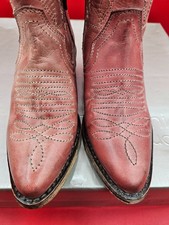 Pink leather girls  cowboy boots with side zi...