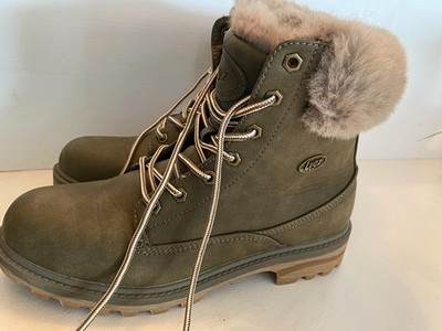 Lugz Green Empire Hi-Fur Lace-Up Women's Outdoor Ankle Boots