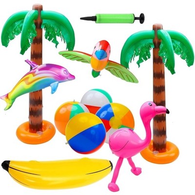 aufblasbare Stranddeko Wasserbälle Flamingo Palme Party Zubehör Hawaii