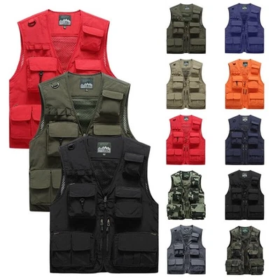 Herren Jagd Arbeitsweste, Anglerweste,Outdoor Fischer Weste, Bikerweste Ärmellos - Bild 1 von 4