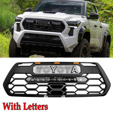Black Front Grille Fit For 2016-2023 Tacoma Grill With Led Lights Bar Letters