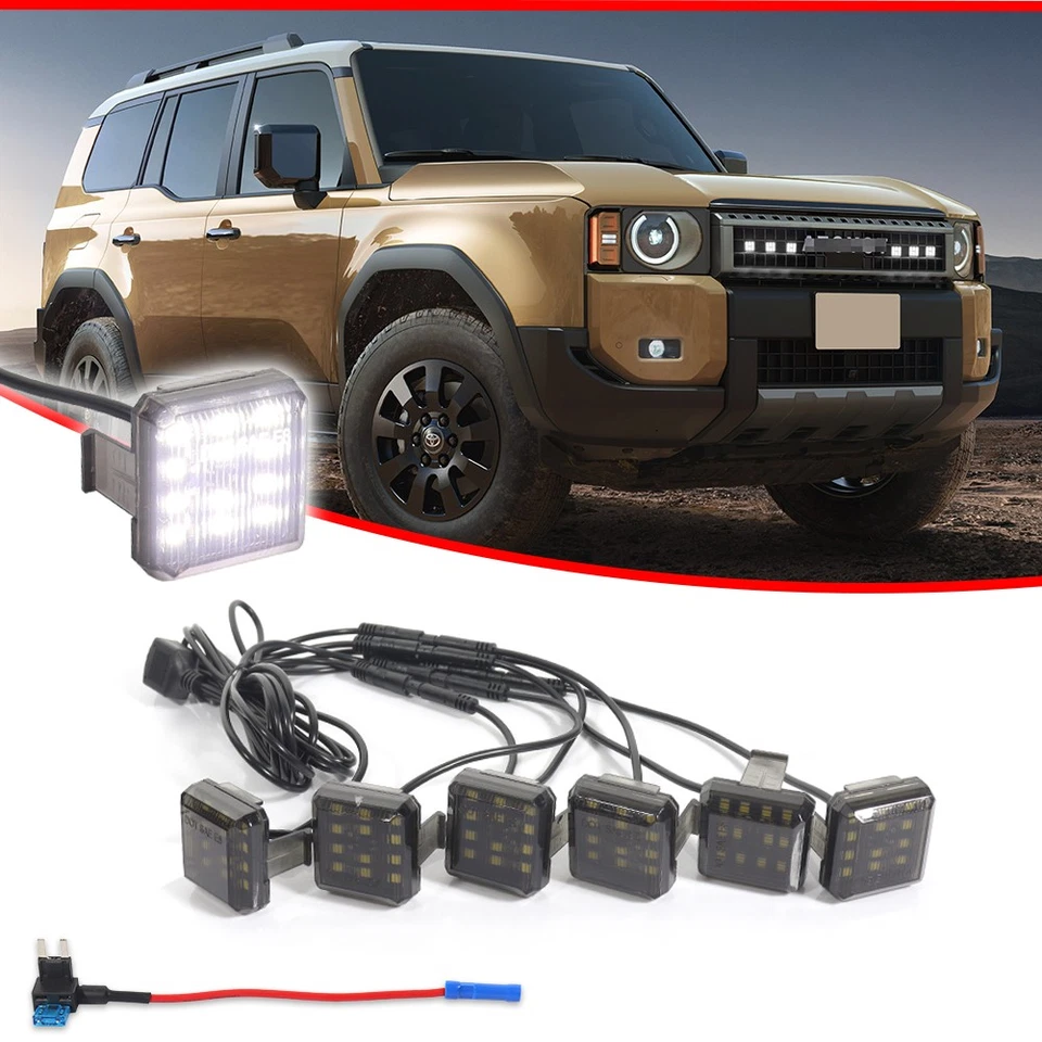 6PCS Smoke White LED Front Grill Lighting Kit For Toyota 2024+ Land Cruiser J250 - Image 2 of 4