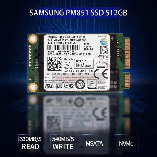 Samsung 512GB PM851 mSATA Internal SSD 1.8 inch mini SATA III 6Gb/s For Laptop