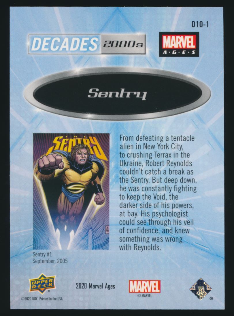 2020 Marvel Ages Decades 2000s #D10-1 Sentry Upper Deck Marvel