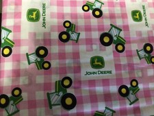 John Deere pink White Checks baby toddler sheets set