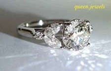 2.28CT Round Cut Lab-Created Diamond Engagement Wedding 14K White Gold Over Ring