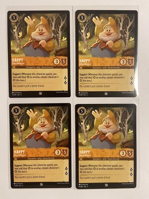Disney Lorcana: Rise Of The Floodborn TCG English ~ Happy 11/204 Common X4 