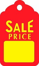 SP5020YL Sale Price Tags Pre-Strung, 1 11/16" x 2 3/4", Red with Yellow