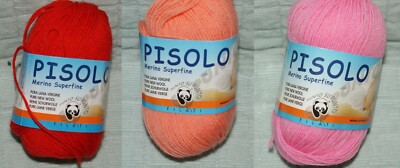 Ornaghi Filati Pisolo Yarn Peach Red Pink 100% Merino Wool  Italy Fast Shipping