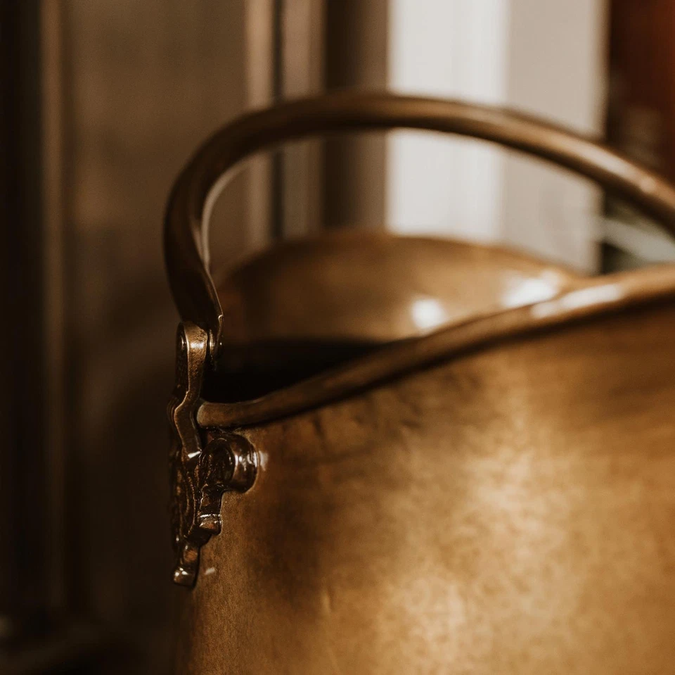 Antique Brass Coal Scuttle or Bucket - Fireside Accessory - Image 4 of 4