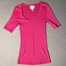 Michael Stars Anthropologie Top Women Size Small Pink Pullover Stretch Casual 