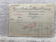 1915 Heywood Brothers & Wakefield Company Philadelphia PA Billhead Receipt Bill