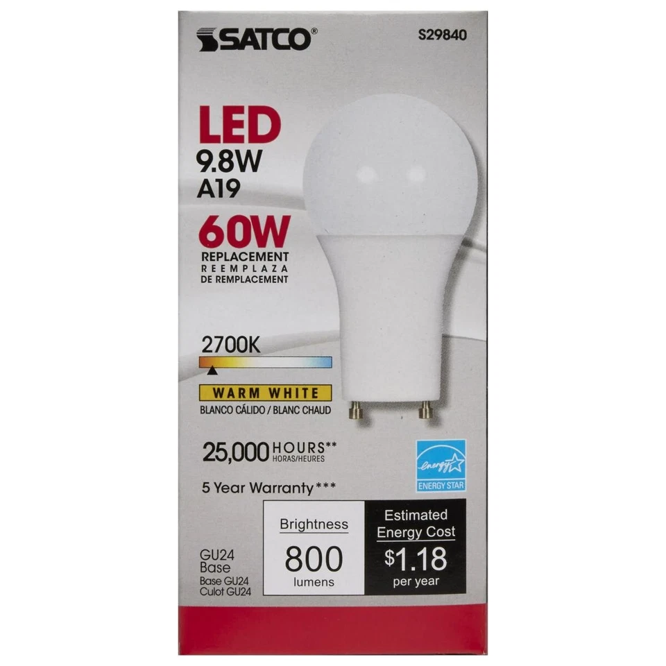 Satco S29840 - 9.8 Watt LED bulb - 2700K - GU24 Base (6 PACK) - Image 2 of 4