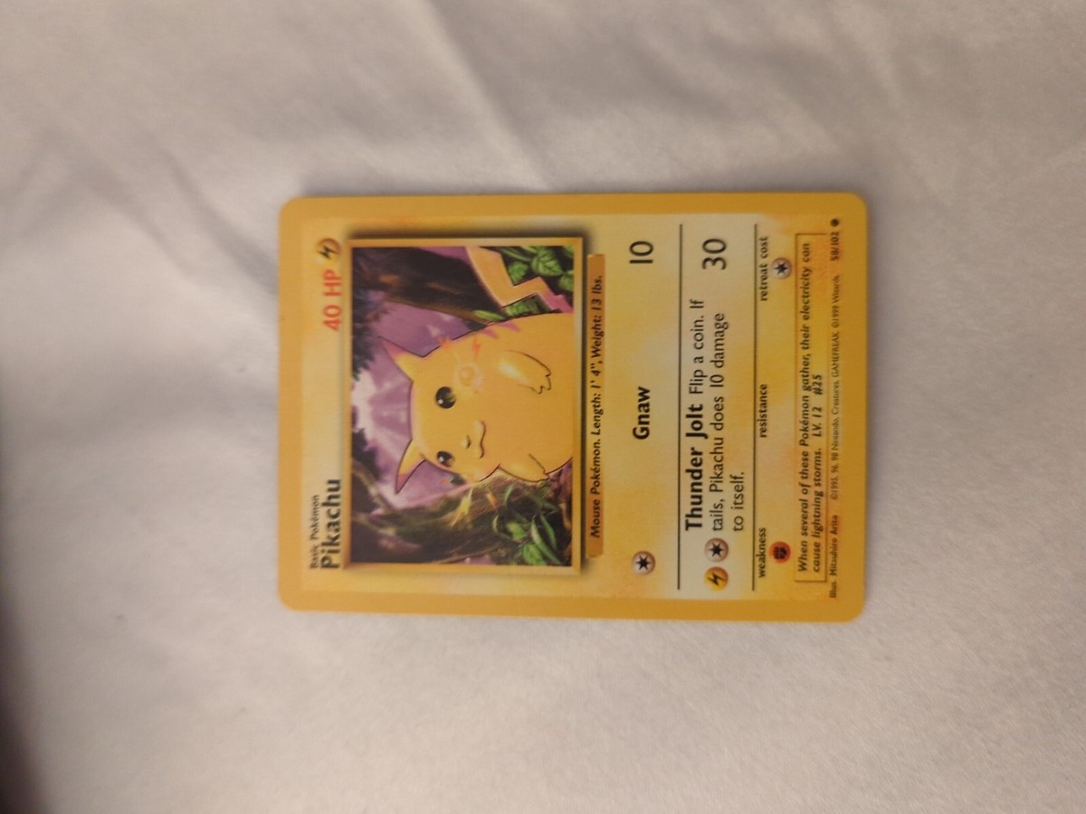 basic pokemon pikachu card value 58/102 [58/102 If tails first edition pikachu card value
