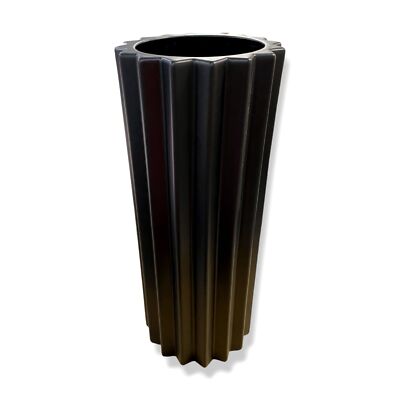 $400 Greg Natale Black Parallel Lines Cog Shaped Home Décor Accent Floor Vase