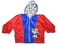 Vtg Mothercare Colorblock Hooded Dog Jacket Kids 4 Zip Nylon Lined Lightweight 