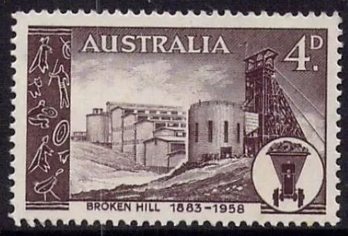 Y3451 Australia 1958 Broken Hill 4d 1x unused stamps - Picture 1 of 1