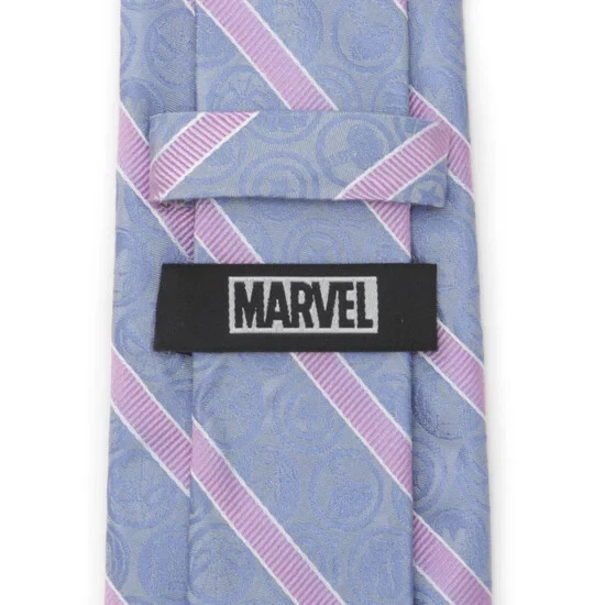 Corbata de seda a rayas azules y rosas de Marvel Comics para hombre Foto 4 de 4