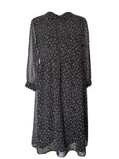 Uniqlo Peter Pan Collar Dress Size Medium Black Pink 3/4 Length Sheer Sleeves