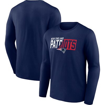 New England Patriots NFL Men's Navy Blue Team Logo Long Sleeve T-Shirts:  M-3XL