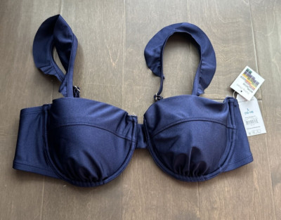 Time & Tru Large Bathing Suit Top Ruffle Underwire Padded Blue Sapphire 12-14