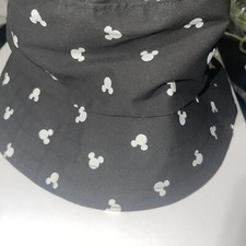Kids 100 Cotton Black Bucket Hat With White Mickey Head Pattern, Gently Used