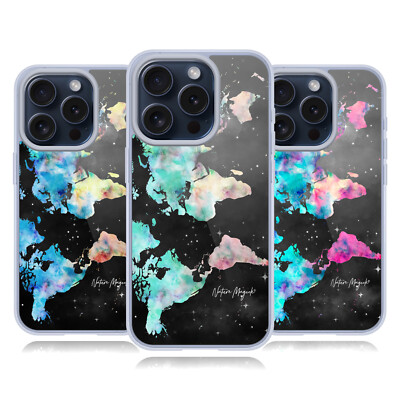 NATURE MAGICK WATERCOLOR WORLD MAP TEAL PINK GEL HANDYHÜLLE APPLE iPHONE HANDYS