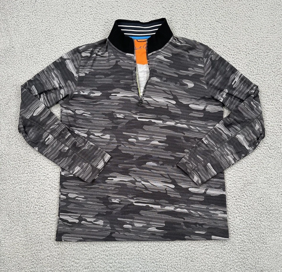 Suéter de golf Robert Graham para hombre gris medio camuflado 1/4 cremallera manga larga Foto 2 de 4