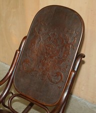 EXQUISITE VICTORIAN THONET ROCKING CHAIR WITH CHERUB CARVED BACK & SEAT PANELS