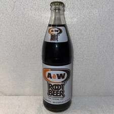 A&W ROOT BEER 16.9  OUNCE  GLASS BOTTLE FULL