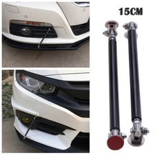 Pair Black 15cm Adjustable Front Bumper Lip Splitter Rod Strut Tie Bars Support