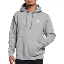 NEW MEN  S NIKE SPORTSWEAR CLUB FLEECE PULLOVER HOODIE SWEATSHIRT IN GRAY WHITE 