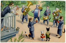 Eugen Hartung Cats Postcard 4755 - Copyright Kunzli - Chrome - Newlywed Serenade
