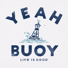 XL NWT Women's Life is Good Take Yeah Buoy Ocean White SS Crusher Scoop Tee