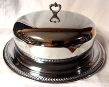 Vtg 1960s Farber Bros. Krome-Kraft 14.5" Metal Round Serving Platter With Cover!