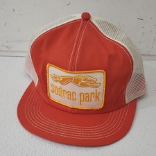 Vtg Sodrac Park K-Products Mesh Back Trucker Cap Hat Snapback Racing Made in USA