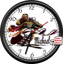Personalized Your Name Snowmobile Racing Retro Vintage Service Sign Wall Clock