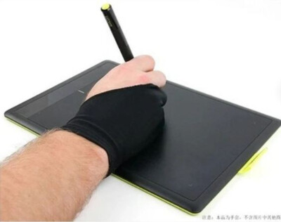 SCHWARZ Kunst Zeichnung 2 Finger Handschuh Grafik Zeichnung Stift Tablet Pad